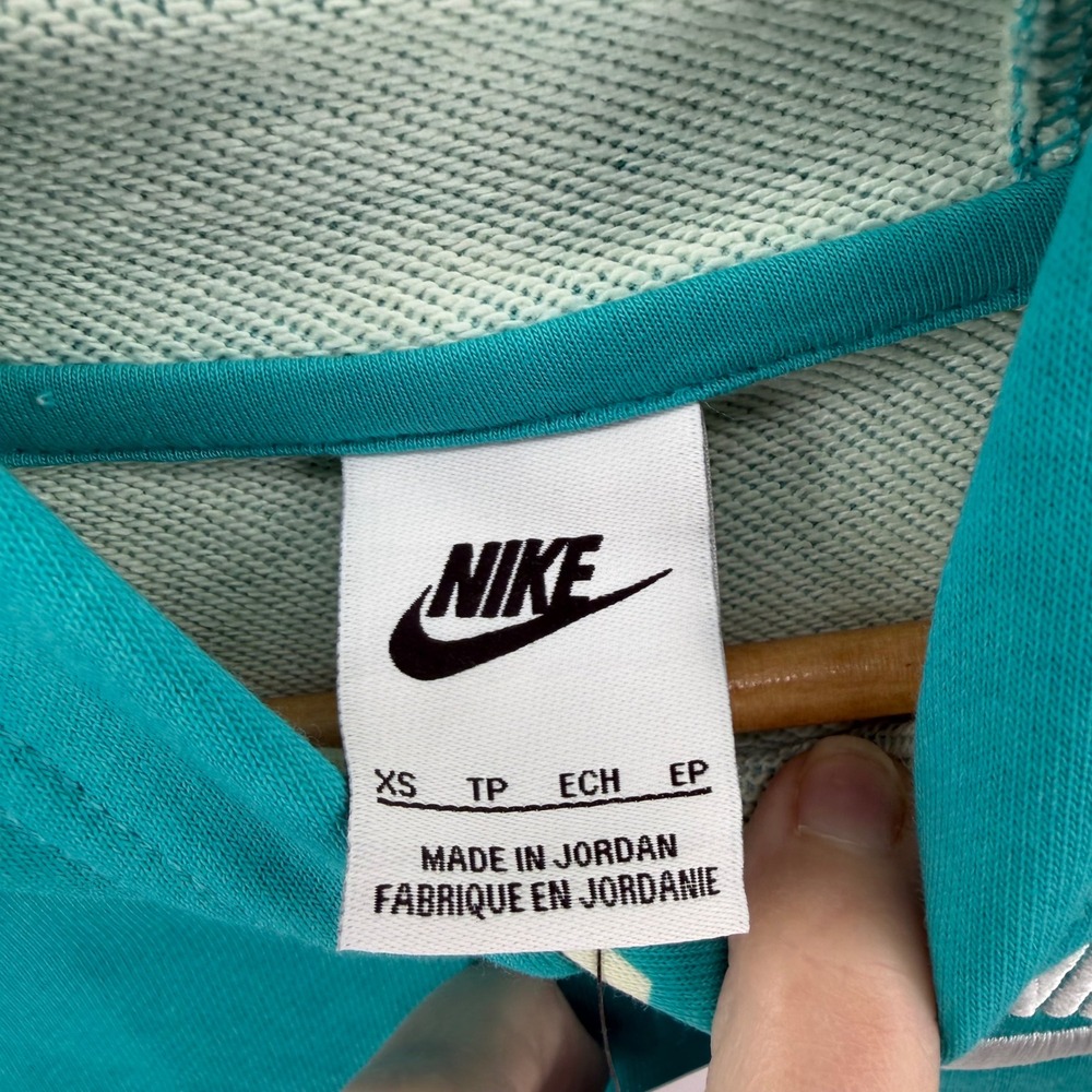 Nike Kids Turquoise All Over Logo Print Hoodie Sweatshirt Youth XS - Picture 5 of 6